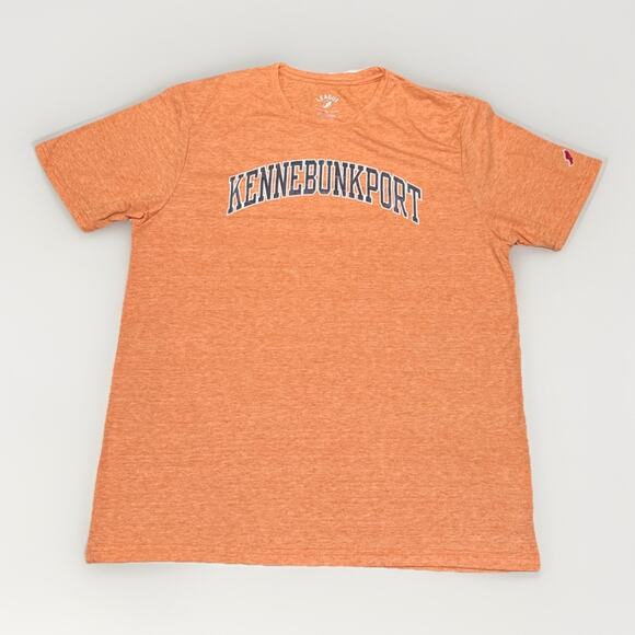 Kennebunkport Spell Out Mens Orange T-Shirt Size L Short Sleeve Tee by League - Picture 1 of 9